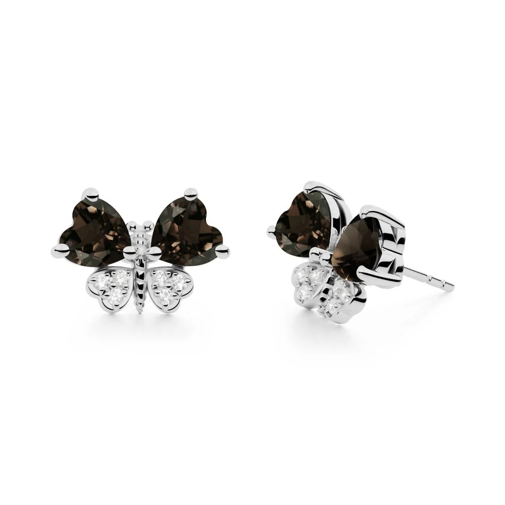 Heart Shaped Wings Butterfly Smoky Quartz Earrings - Image 6