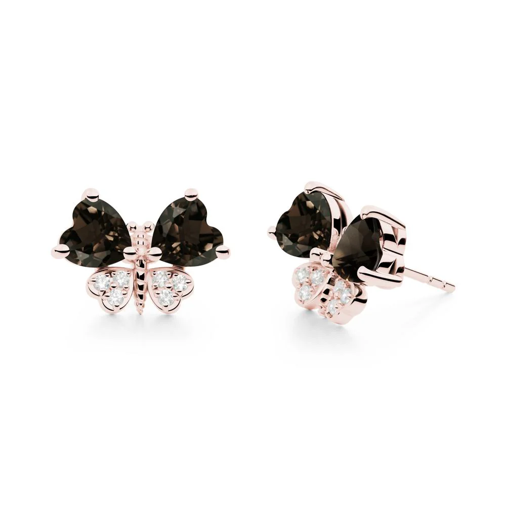 Heart Shaped Wings Butterfly Smoky Quartz Earrings - Image 7