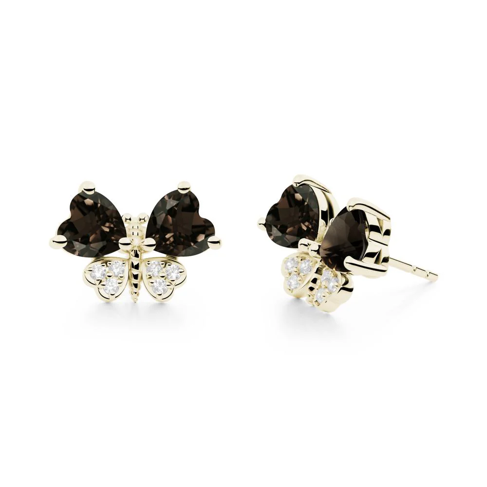 Heart Shaped Wings Butterfly Smoky Quartz Earrings - Image 8