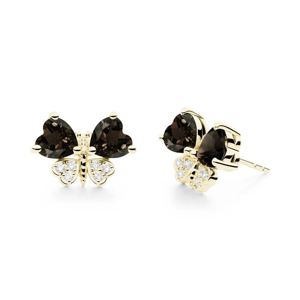 Heart Shaped Wings Butterfly Smoky Quartz Earrings - Image 9