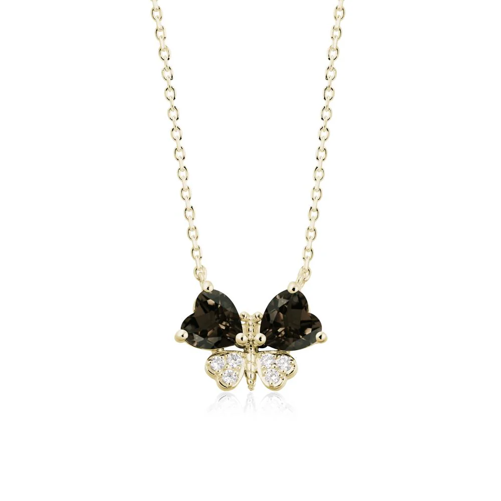 Heart Shaped Wings Butterfly Smoky Quartz Necklace - Image 4