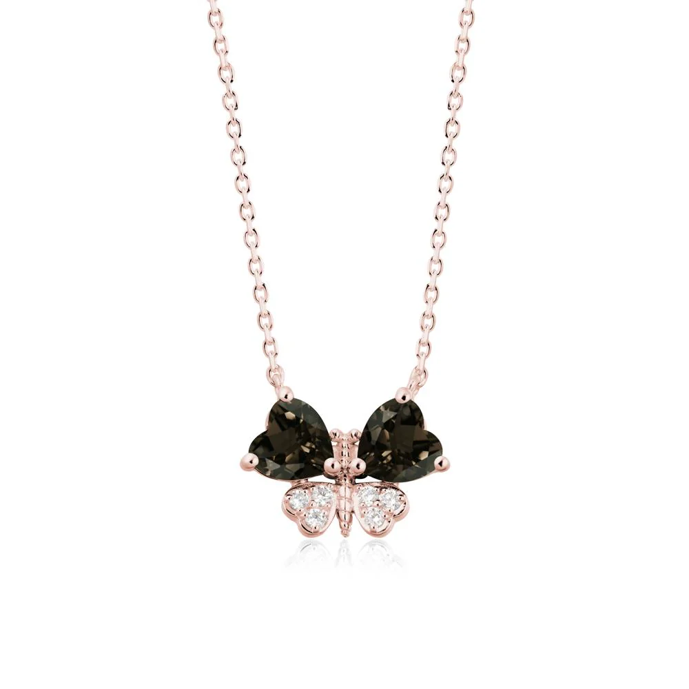 Heart Shaped Wings Butterfly Smoky Quartz Necklace - Image 5