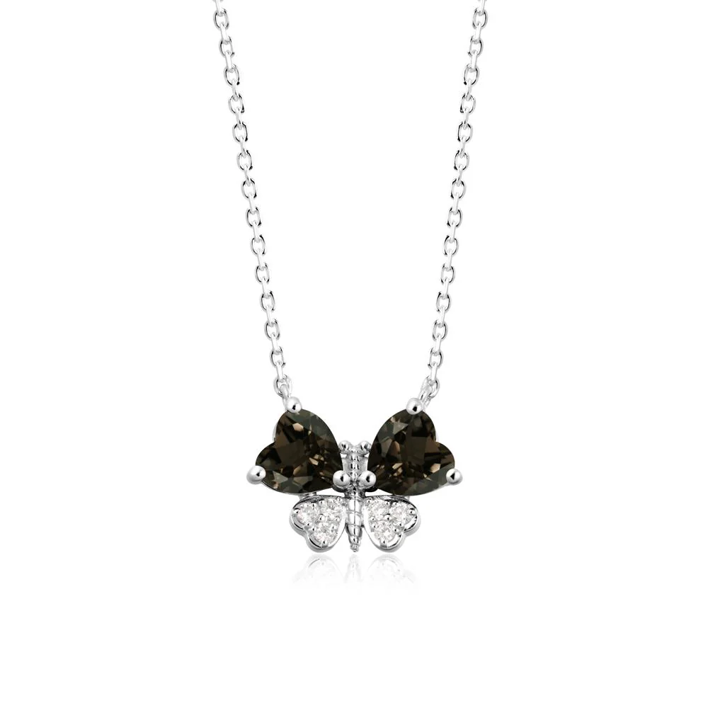 Heart Shaped Wings Butterfly Smoky Quartz Necklace - Image 6
