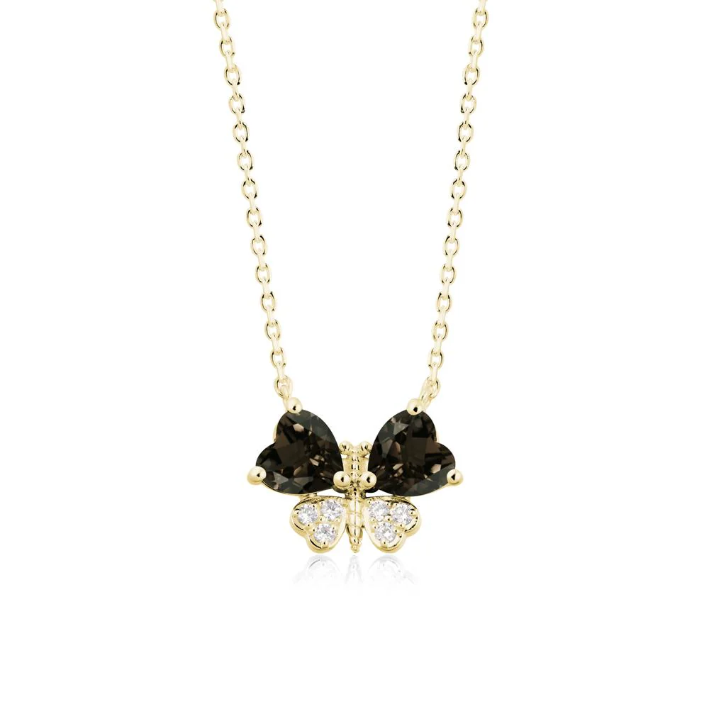 Heart Shaped Wings Butterfly Smoky Quartz Necklace - Image 7