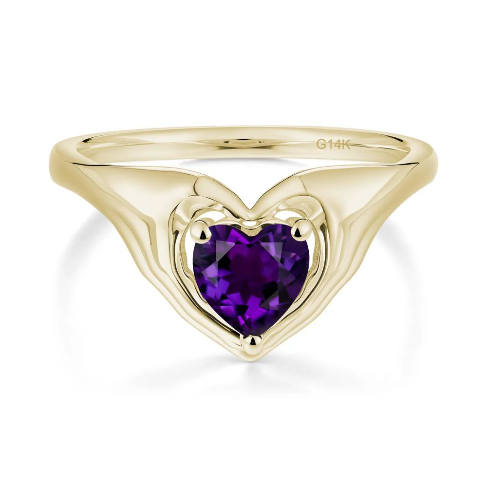 Heart Shapped Amethyst Claddagh Ring - Image 9