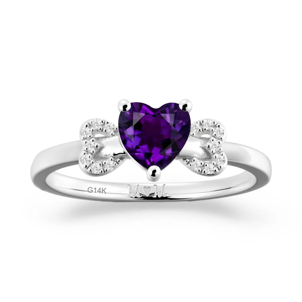 Heart Shaped Amethyst Birthstone Ring for Mom - Image 4