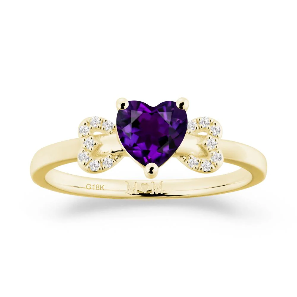Heart Shaped Amethyst Birthstone Ring for Mom - Image 6