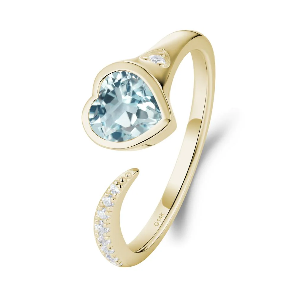 Heart Shapped Aquamarine Open Ring - Image 4