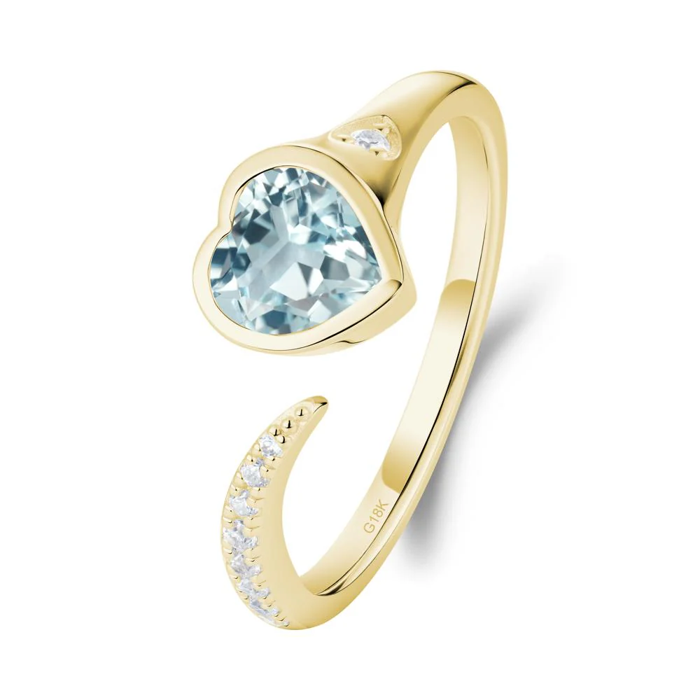 Heart Shapped Aquamarine Open Ring - Image 9