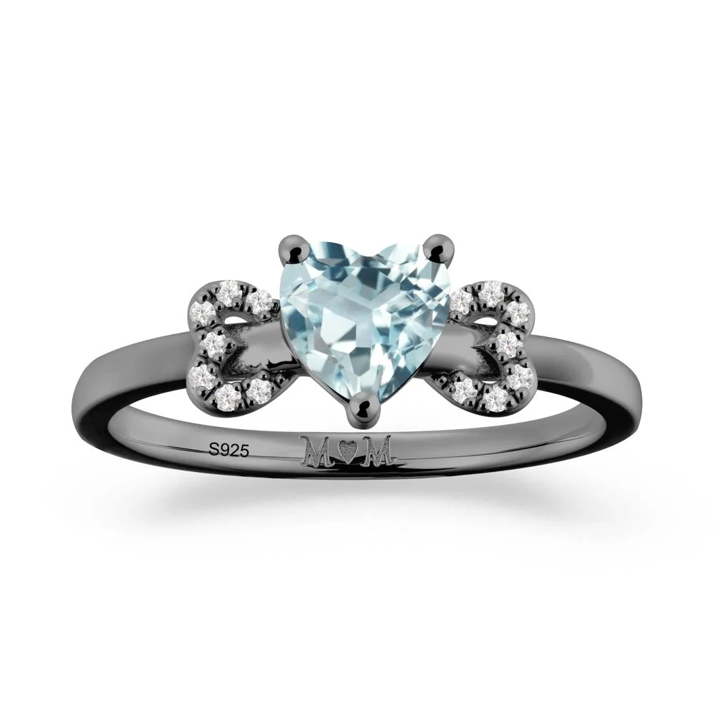 Heart Shapped Aquamarine Ring for Mom - Image 2