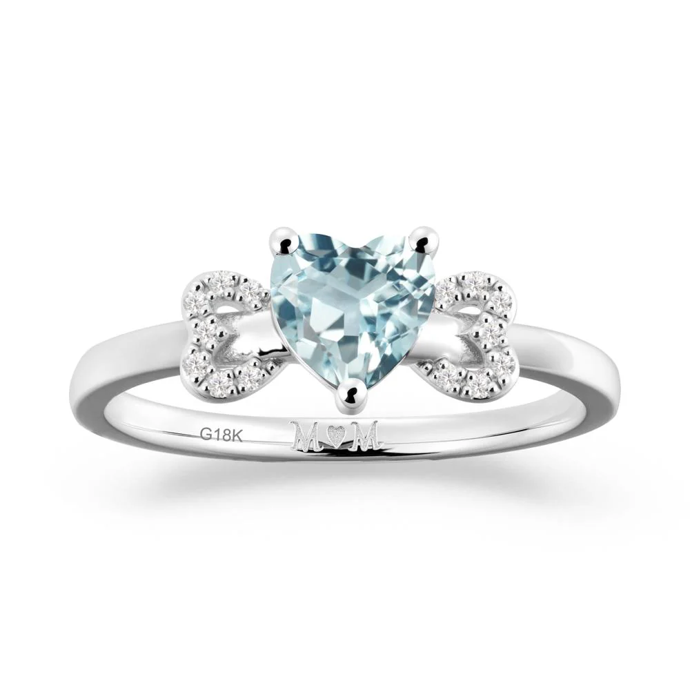 Heart Shapped Aquamarine Ring for Mom - Image 3