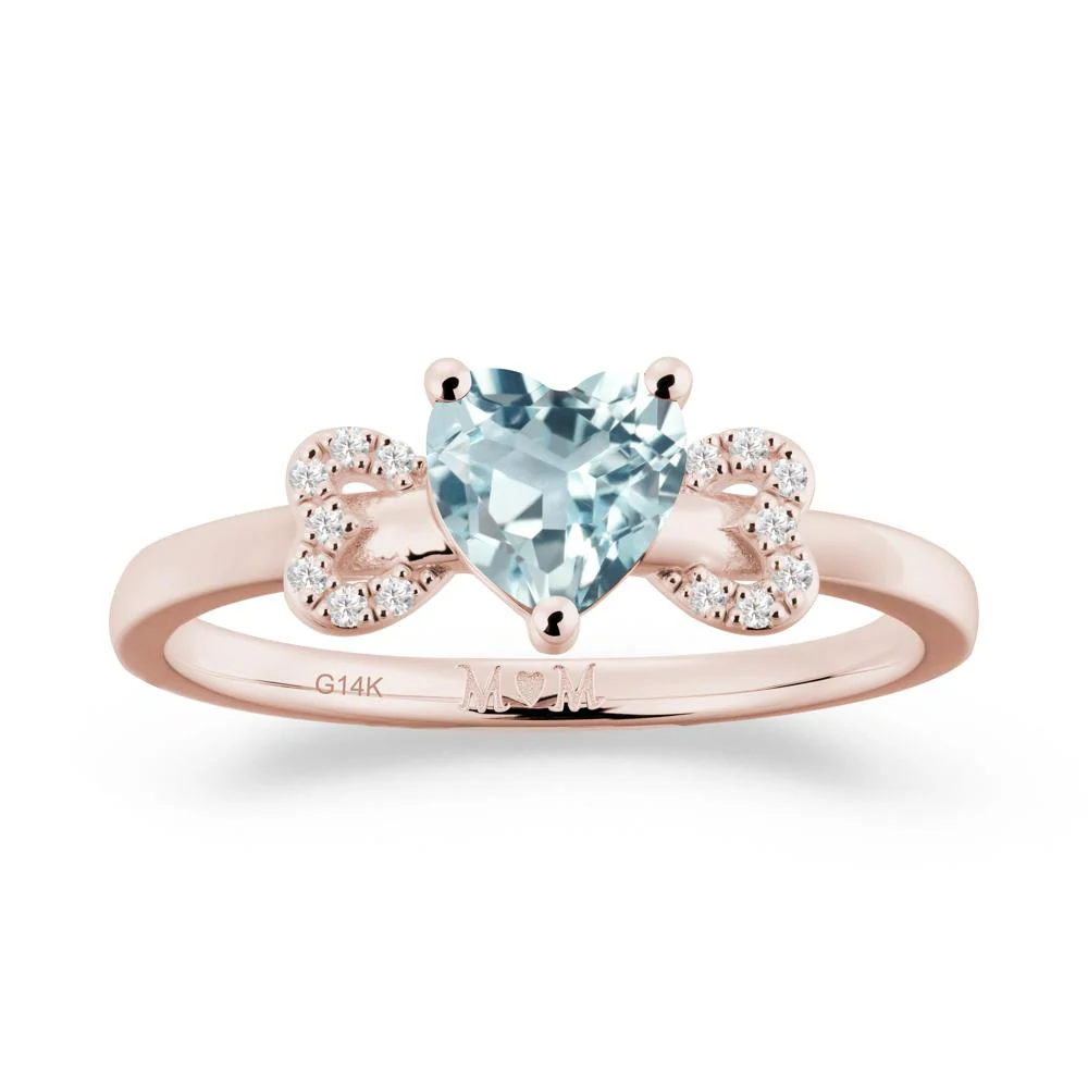 Heart Shapped Aquamarine Ring for Mom - Image 4