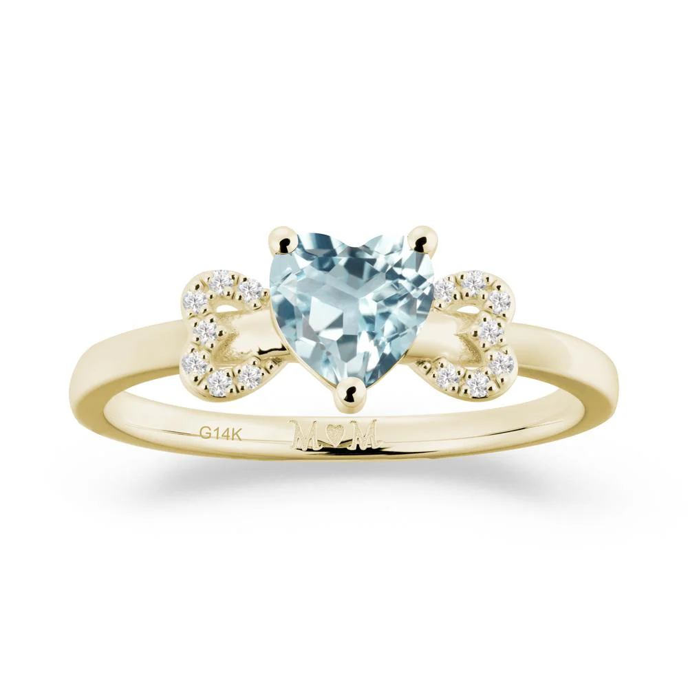 Heart Shapped Aquamarine Ring for Mom - Image 6