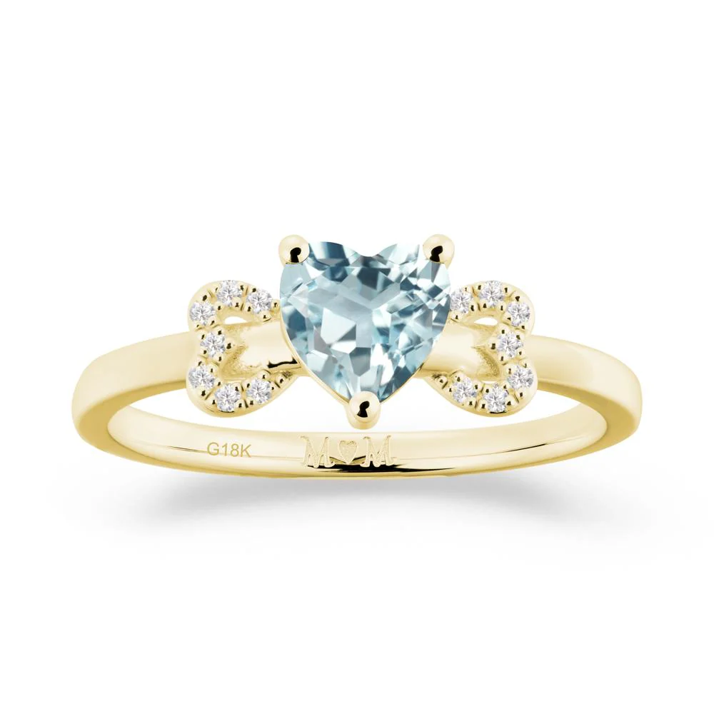 Heart Shapped Aquamarine Ring for Mom - Image 9