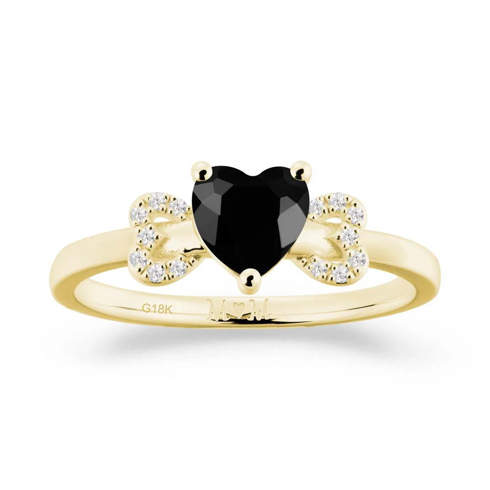 Bow Inspired Black Spinel Mom Ring - Image 7