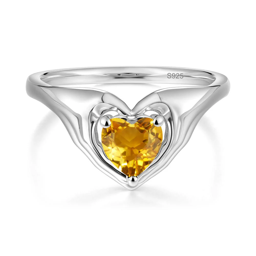 Heart Shapped Citrine Claddagh Ring