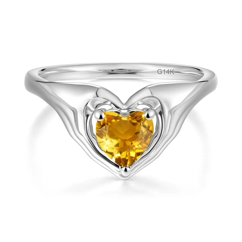 Heart Shapped Citrine Claddagh Ring - Image 2