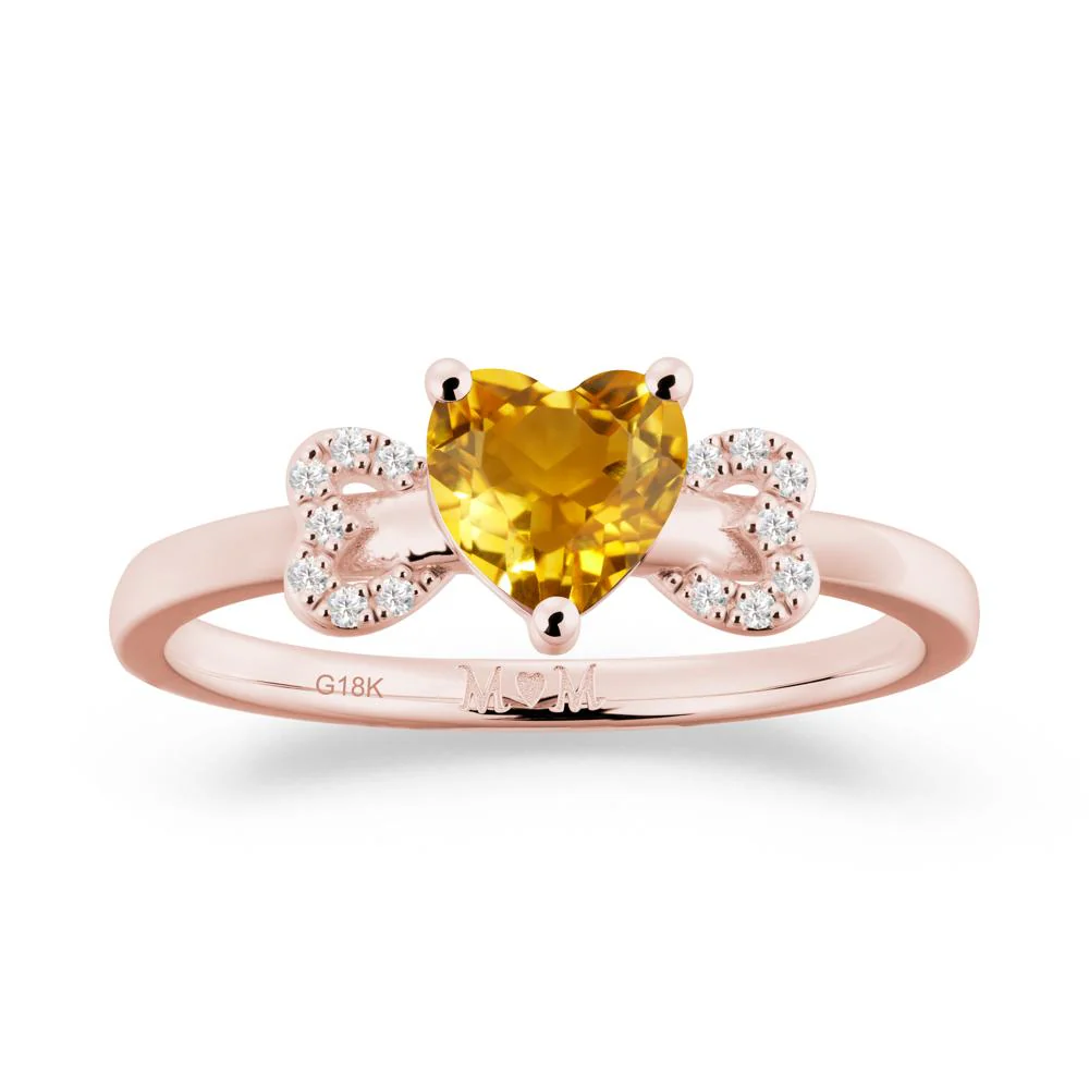 Heart Shaped Citrine Birthstone Ring for Mom - Image 2