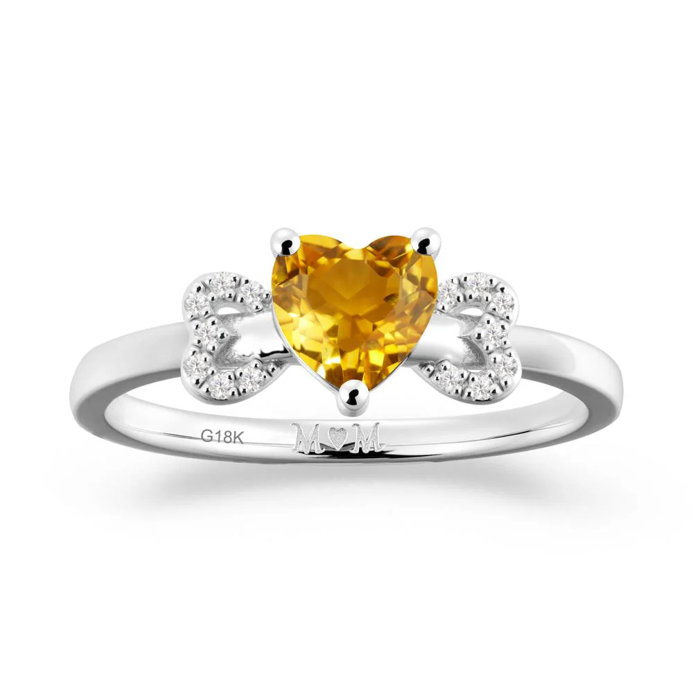 Heart Shaped Citrine Birthstone Ring for Mom - Image 8