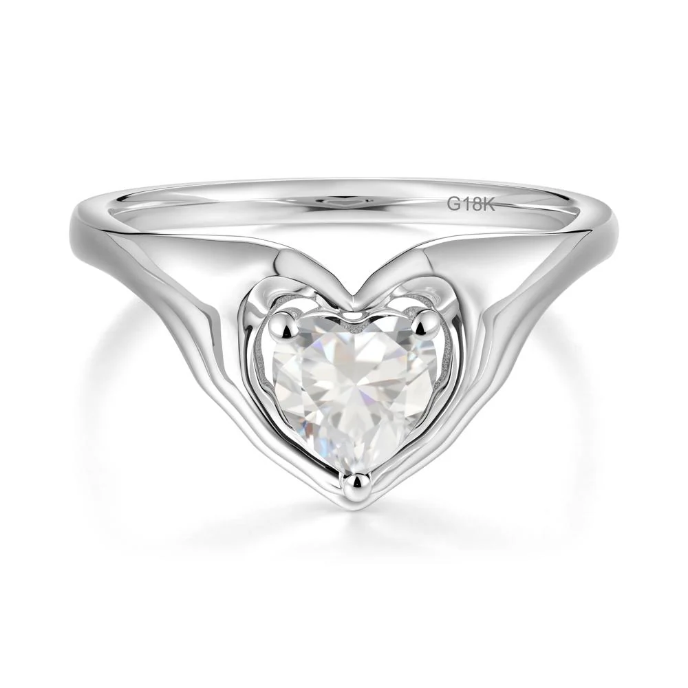 Heart Shapped Cubic Zirconia Claddagh Ring - Image 8