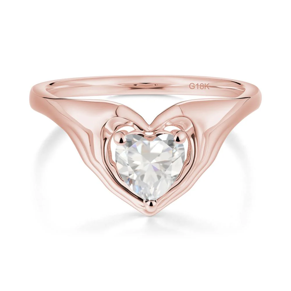 Heart Shapped Cubic Zirconia Claddagh Ring - Image 9