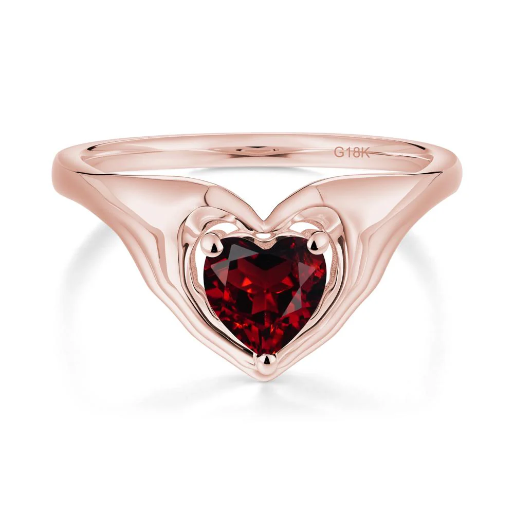 Heart Shapped Garnet Claddagh Ring - Image 7