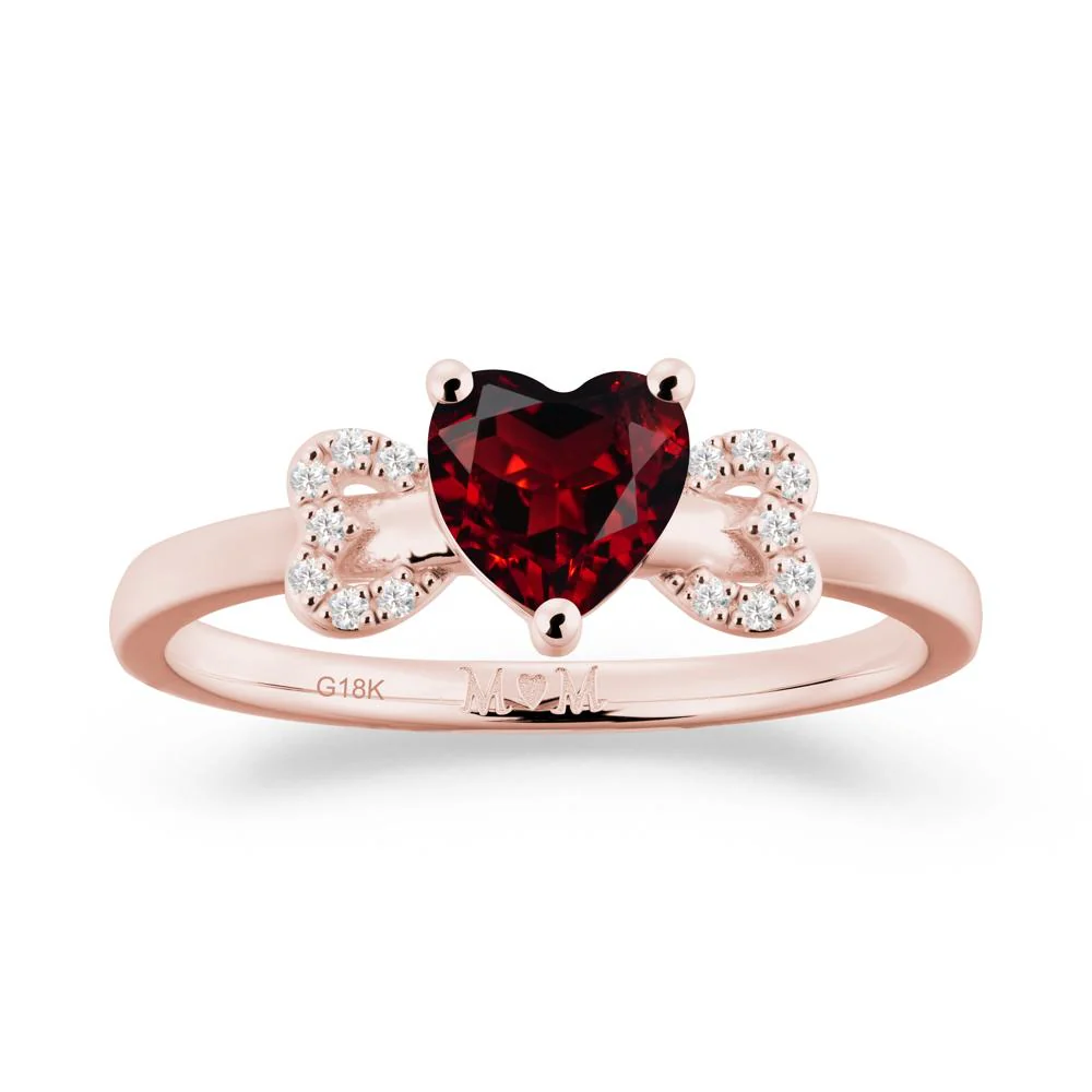 Heart Shaped Garnet Birthstone Ring for Mom - Image 7