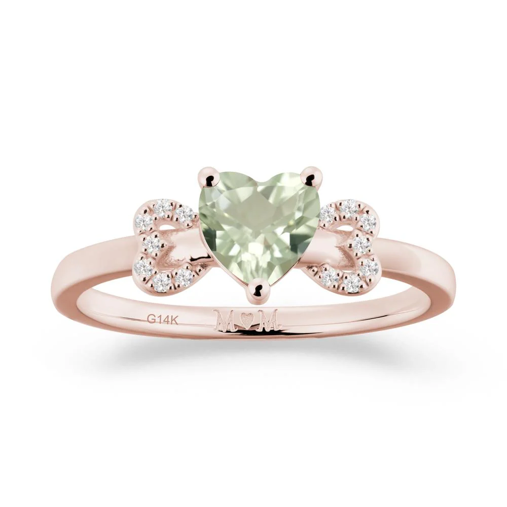 Heart Shapped Green Amethyst Ring for Mom - Image 2
