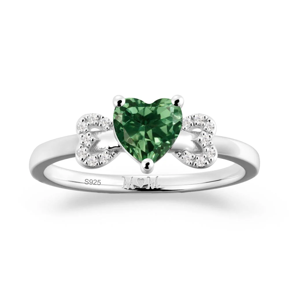 Bow Inspired Green Sapphire Mom Ring - Image 5
