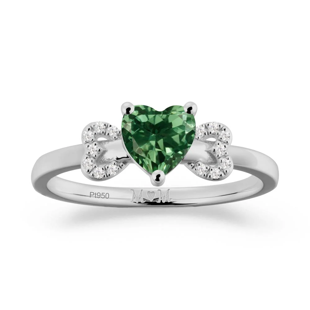 Bow Inspired Green Sapphire Mom Ring - Image 7