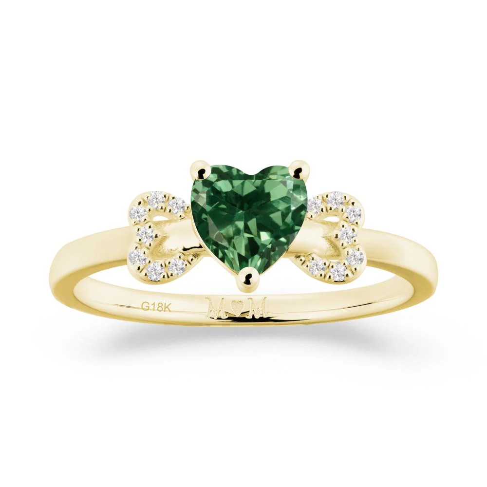 Bow Inspired Green Sapphire Mom Ring - Image 8
