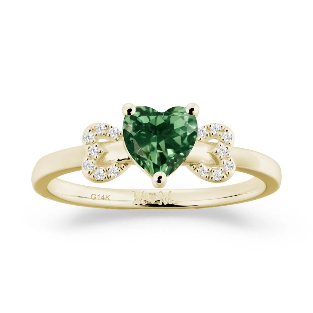 Bow Inspired Green Sapphire Mom Ring - Image 9