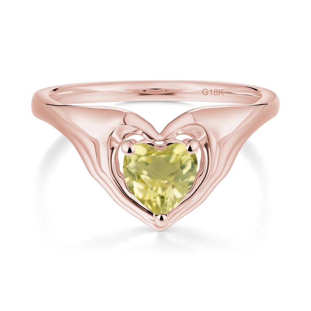 Heart Shapped Lemon Quartz Claddagh Ring - Image 2