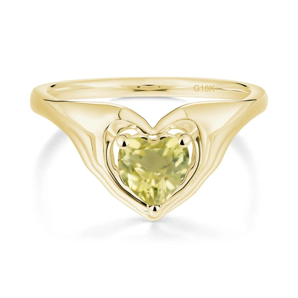 Heart Shapped Lemon Quartz Claddagh Ring - Image 5