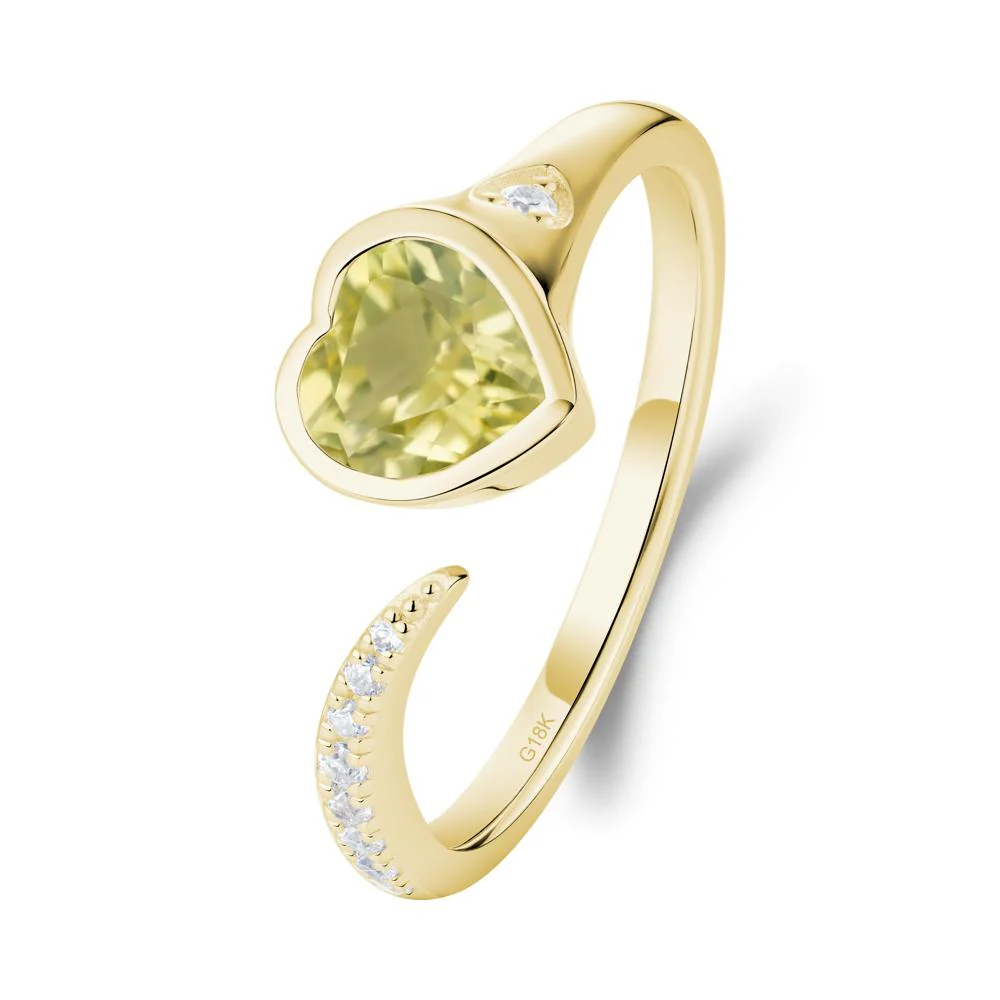 Heart Shapped Lemon Quartz Open Ring - Image 6