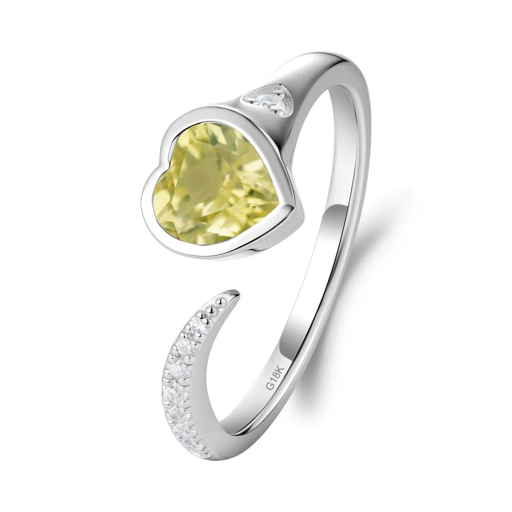 Heart Shapped Lemon Quartz Open Ring - Image 7