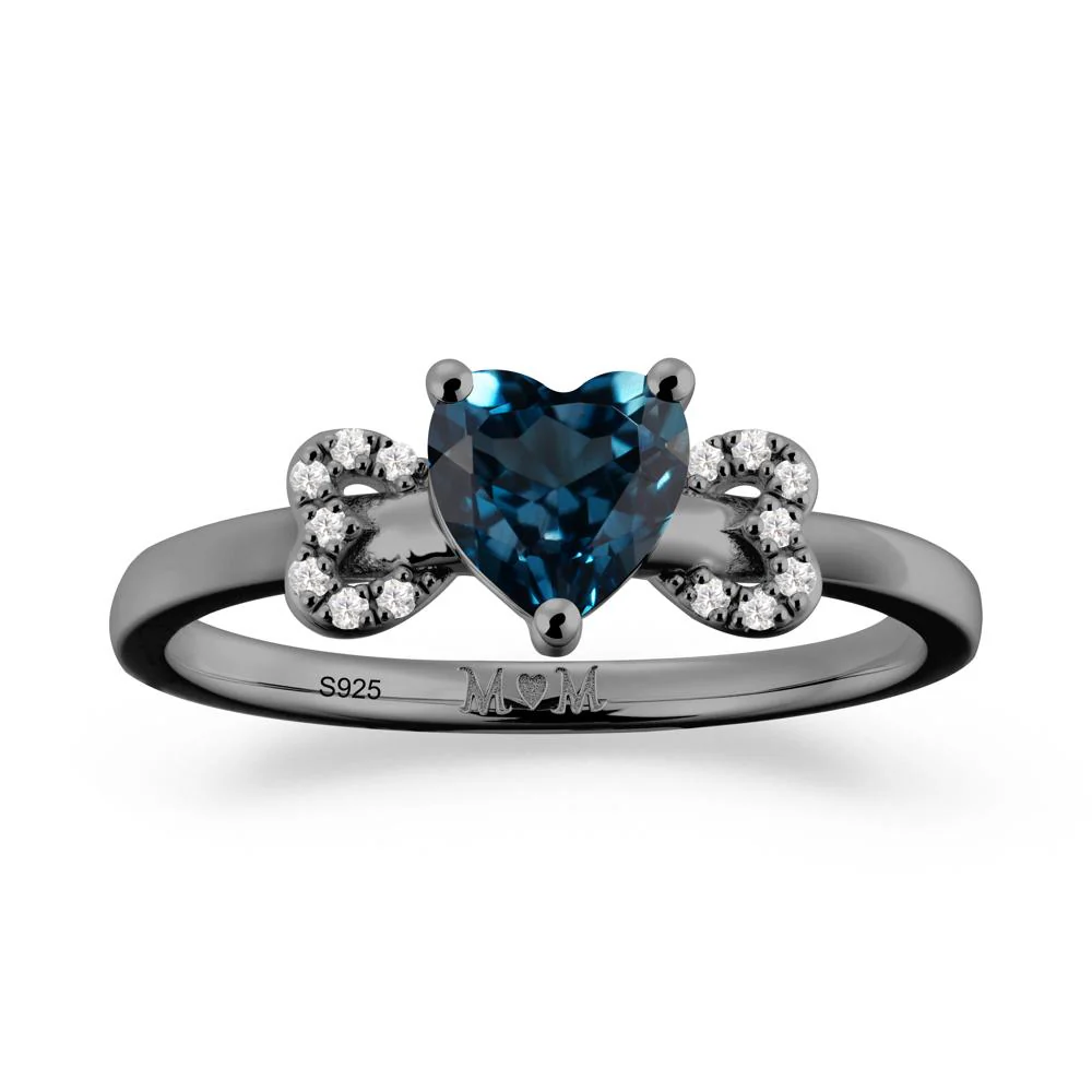 Heart Shaped London Blue Topaz Birthstone Ring for Mom - Image 3