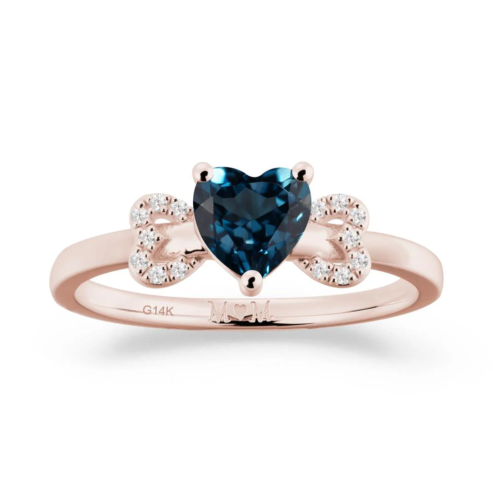 Heart Shaped London Blue Topaz Birthstone Ring for Mom - Image 5