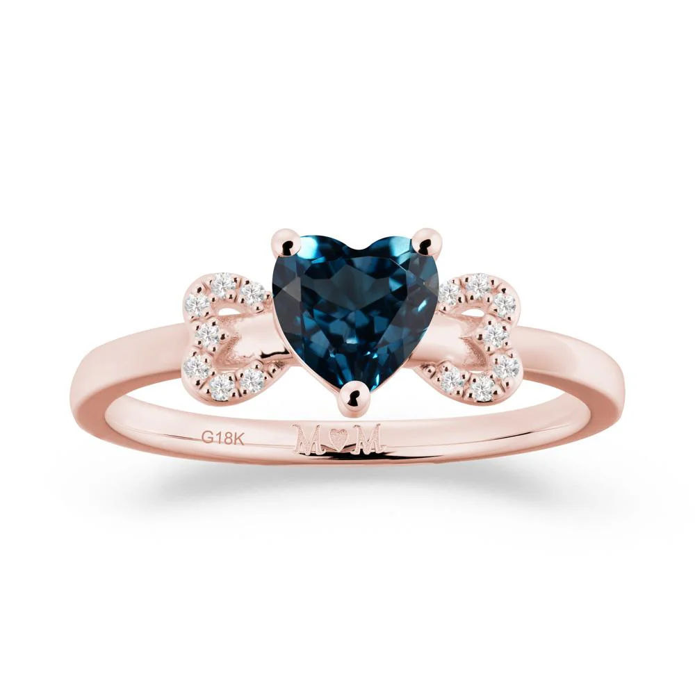 Heart Shaped London Blue Topaz Birthstone Ring for Mom - Image 6