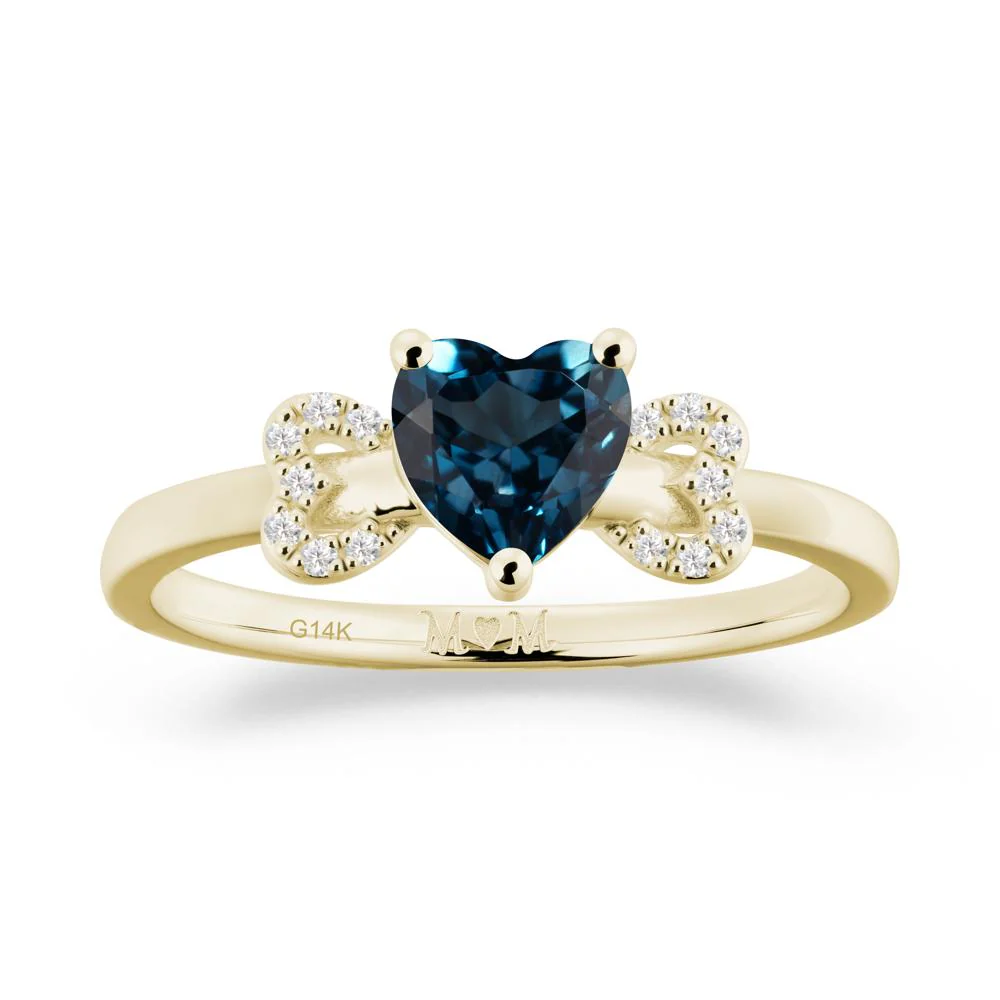 Heart Shaped London Blue Topaz Birthstone Ring for Mom - Image 8