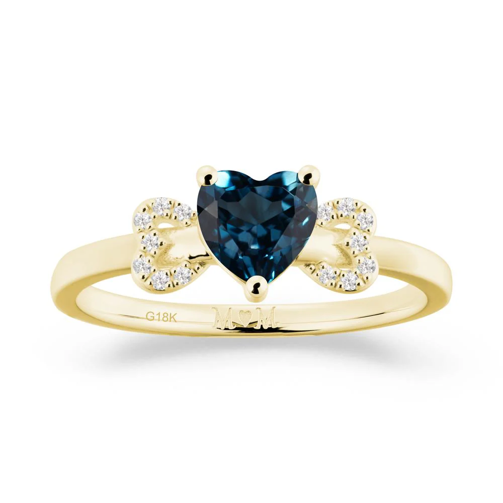 Heart Shaped London Blue Topaz Birthstone Ring for Mom - Image 9