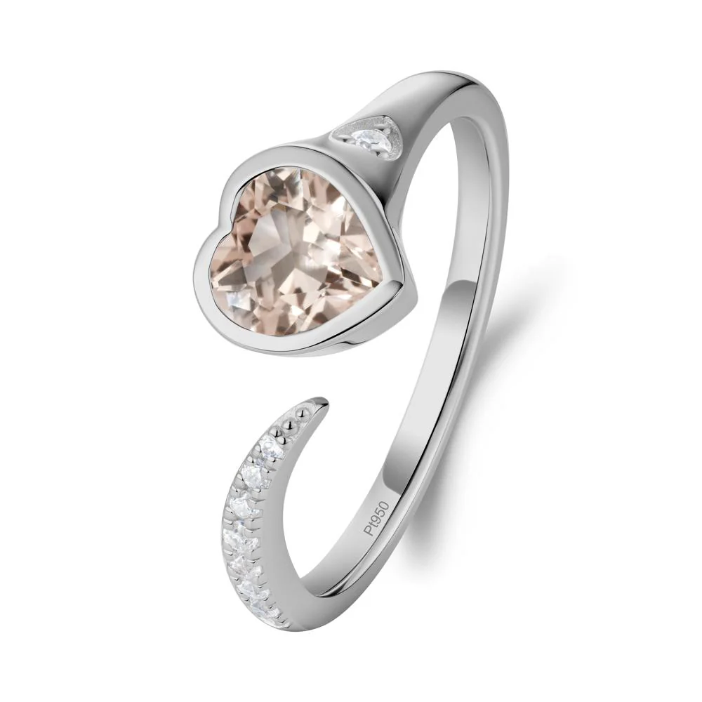 Heart Shapped Morganite Open Ring - Image 5
