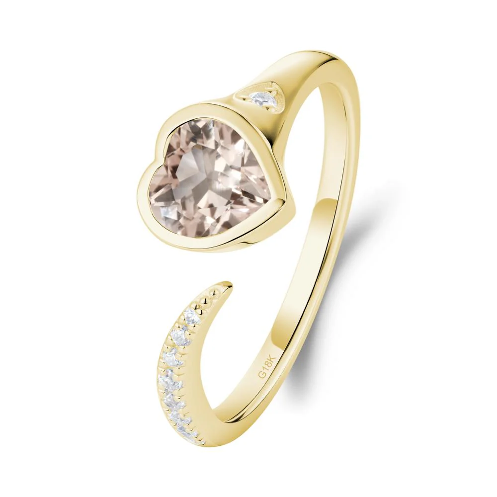 Heart Shapped Morganite Open Ring - Image 6