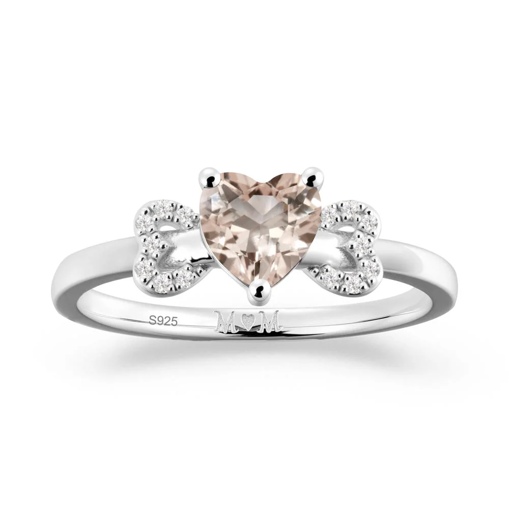 Heart Shapped Morganite Ring for Mom - Image 4