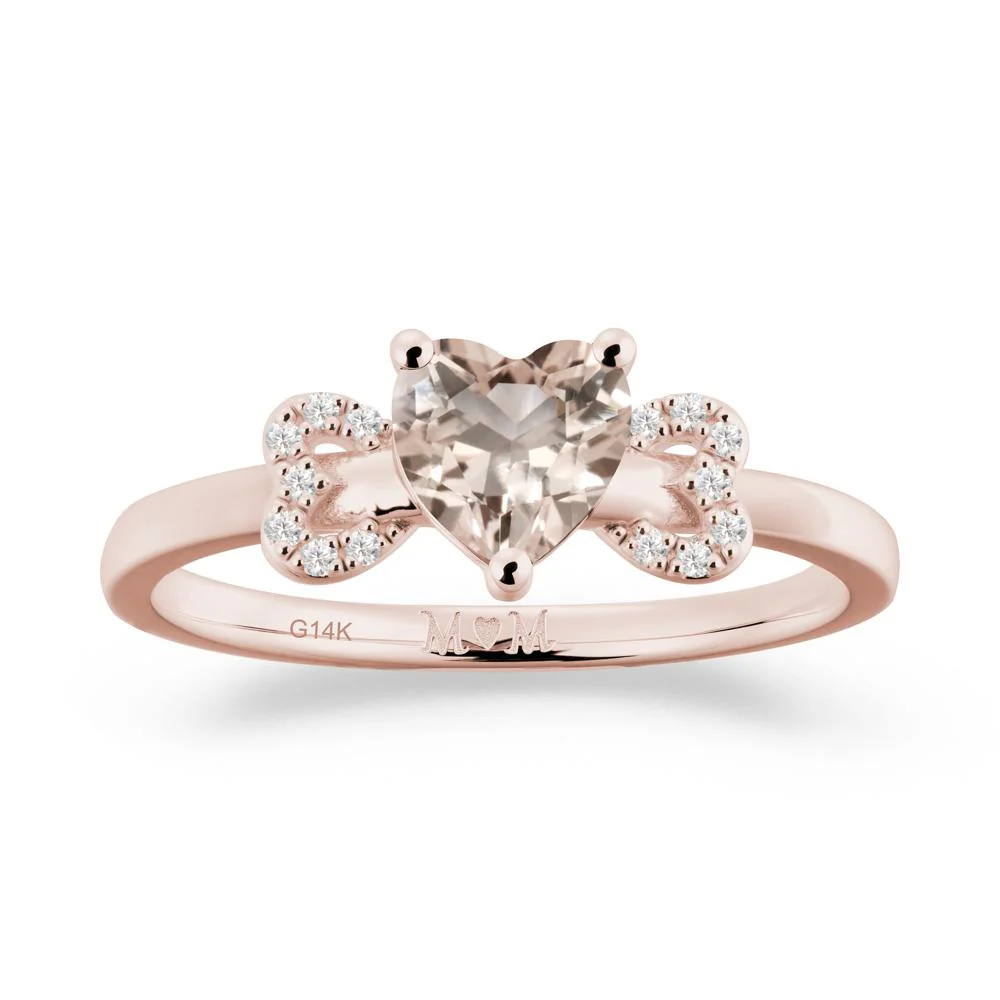 Heart Shapped Morganite Ring for Mom - Image 5