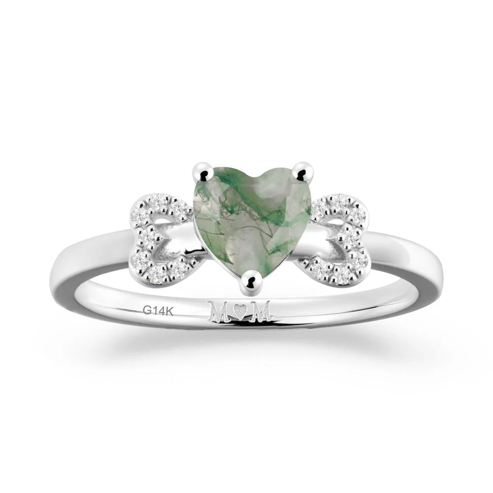 Heart Shapped Moss Agate Ring for Mom - Image 6