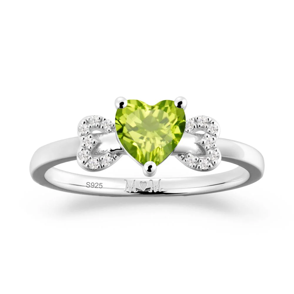 Bow Inspired Peridot Mom Ring - Image 2