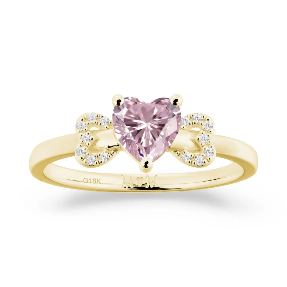 Bow Inspired Pink Cubic Zirconia Mom Ring - Image 4