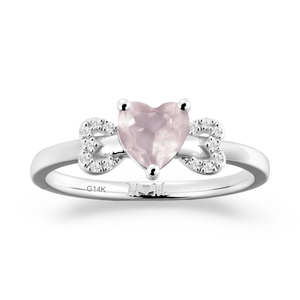 Heart Shaped Rose Quartz Birthstone Ring for Mom - Image 2