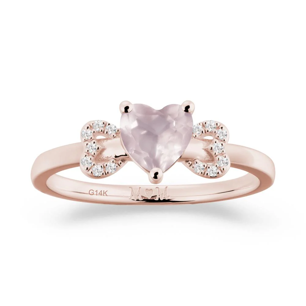 Heart Shaped Rose Quartz Birthstone Ring for Mom - Image 5